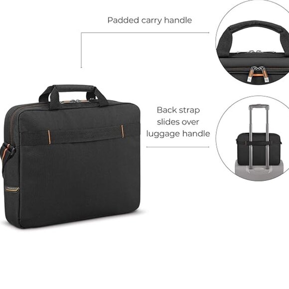 SOLO Slim Brief Laptop/Notebook Shoulder Bag Briefcase - Picture 7 of 15